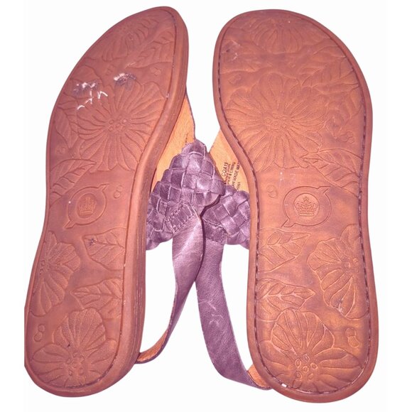 Born Womens Braided Leather Sandals Size 8M Brown Adjustable Strap Slip-On Comfo - Picture 8 of 9